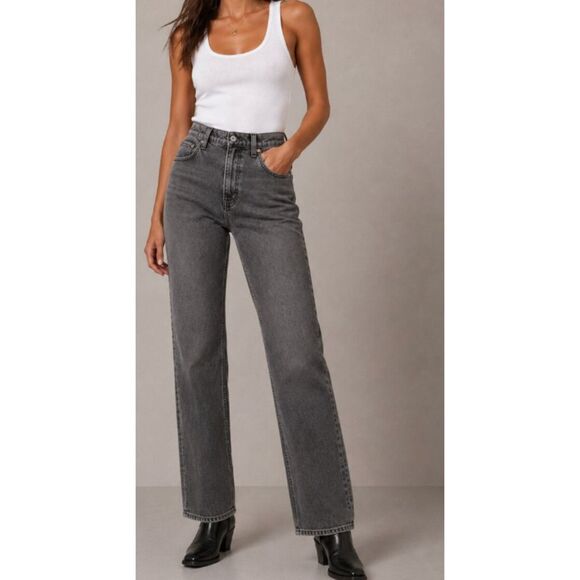 Abercrombie & Fitch Denim - Abercrombie & Fitch Curve Love 90s Straight Ultra High Rise Jeans Washed Black S